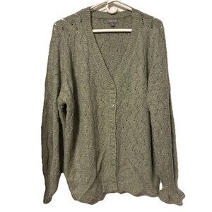 Cupcake Clothing LTD Cable Open Knit Cardigan Sweater Green Women's Size XL